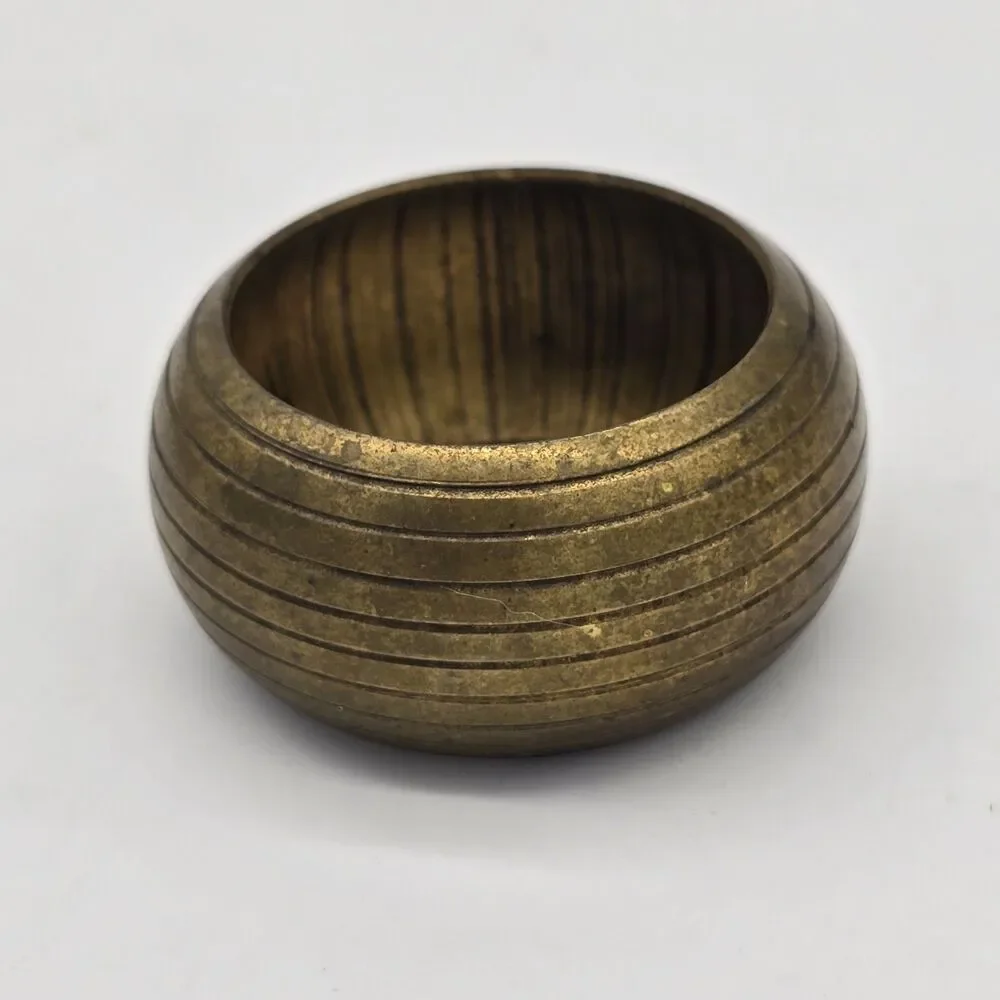 Vintage Solid Brass Napkin Rings Ribbed Barrel Design Set of 3